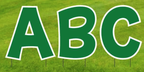 green alphabet 18-inch yard letters