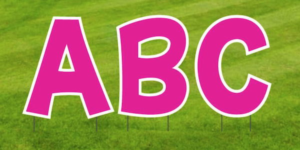 pink alphabet 18-inch yard letters